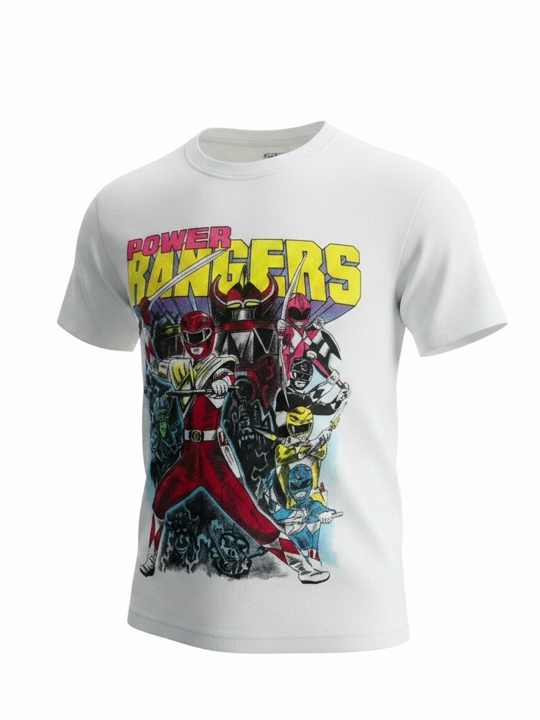 Kids White Power Rangers Graphic Short Sleeve Tee
